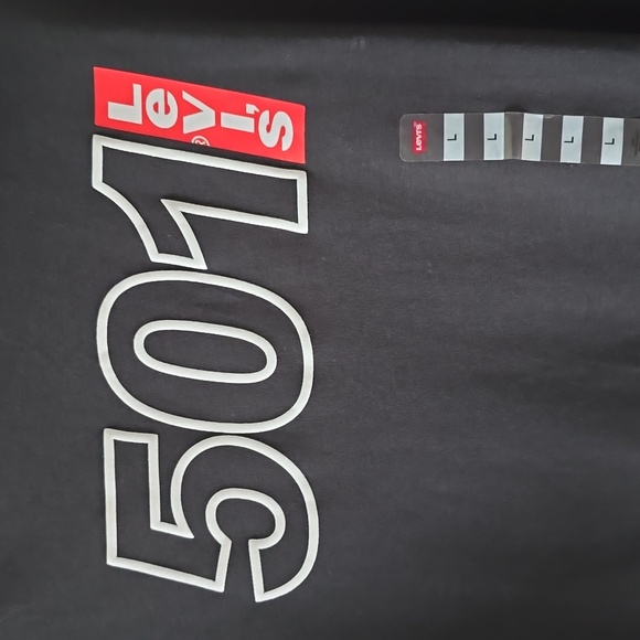 LEVI'S 501 BRAND SIGNATURE MENS BLACK SHORT SLEEVE RELAXED T-SHIRT SIZE LARGE - Picture 3 of 11